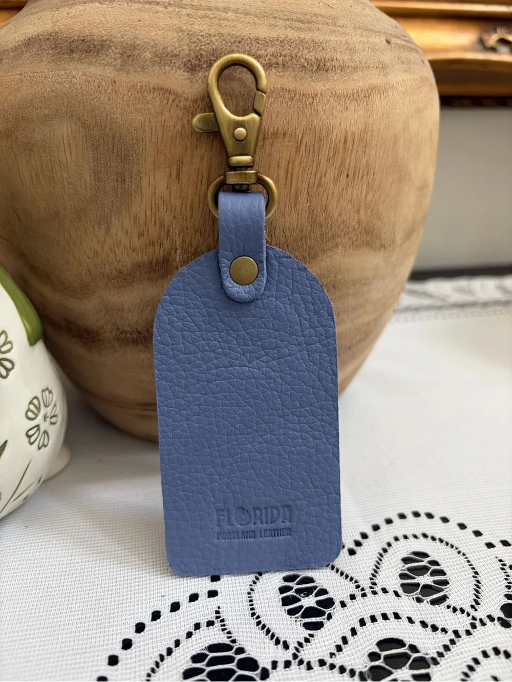 *New* Portland Leather Goods Florida Flair Flamingo Keychain Bag Charm in Aster